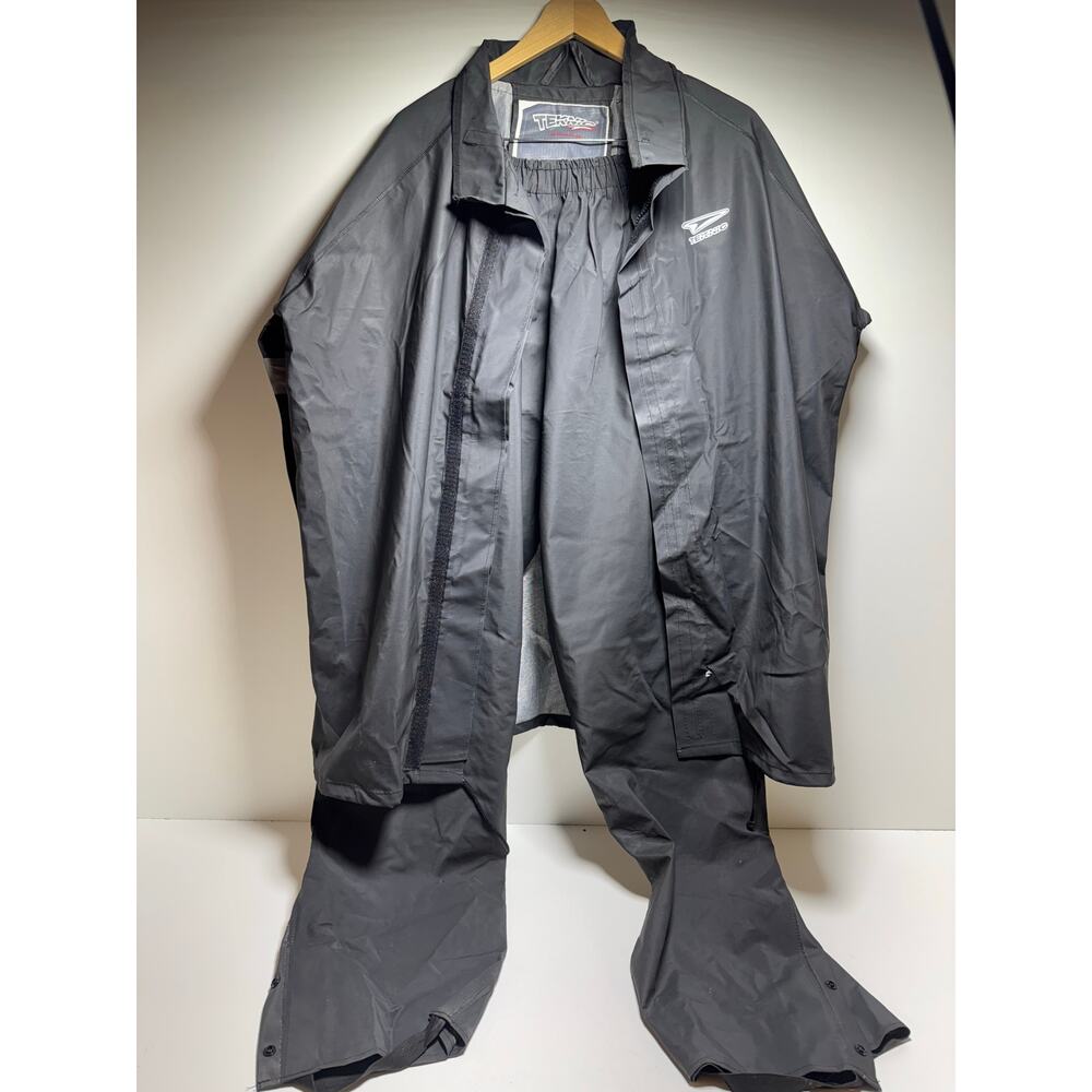 Teknic Waterproof Reflective Stripe Jacket and Pants Rain Suit Sz L Heavy